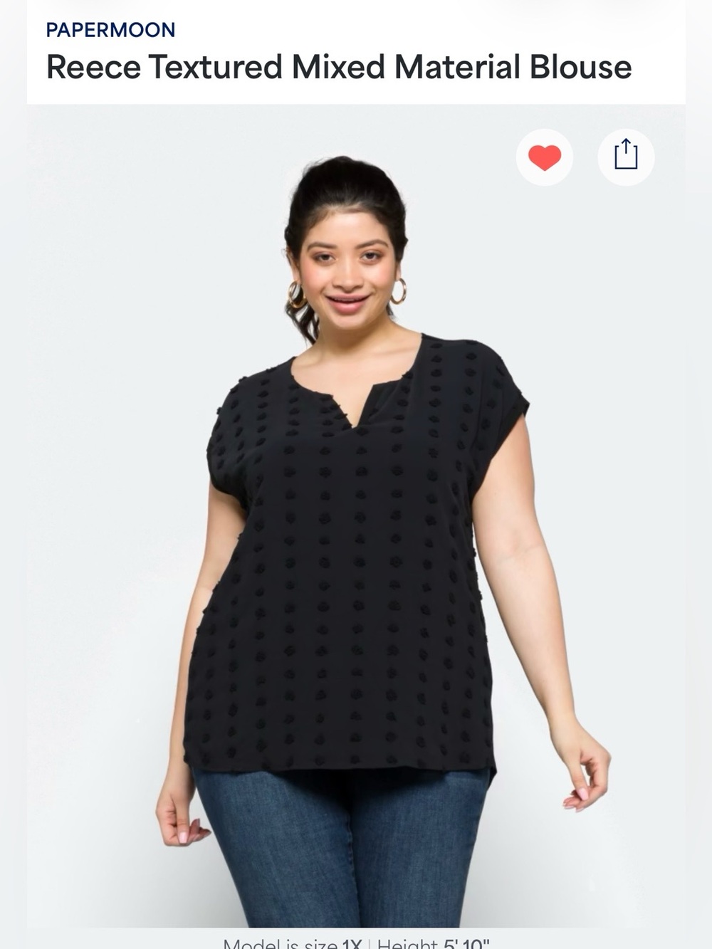 Papermoon Black Reece Textured Dot Blouse